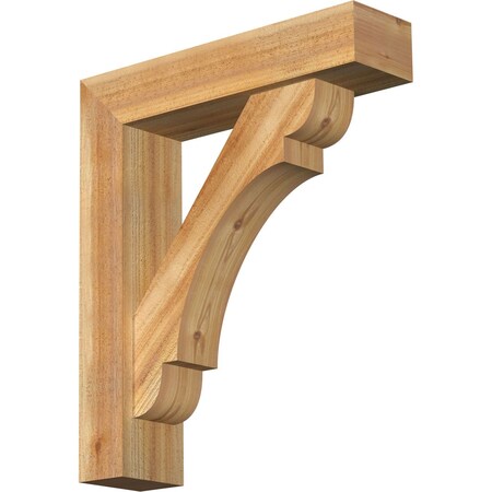 Ekena Millwork Olympic Block Rough Sawn Bracket w/ Offset Brace, Western Red Cedar, 6"W x 24"D x 28"H BKT0604X24X28OLY05RWR